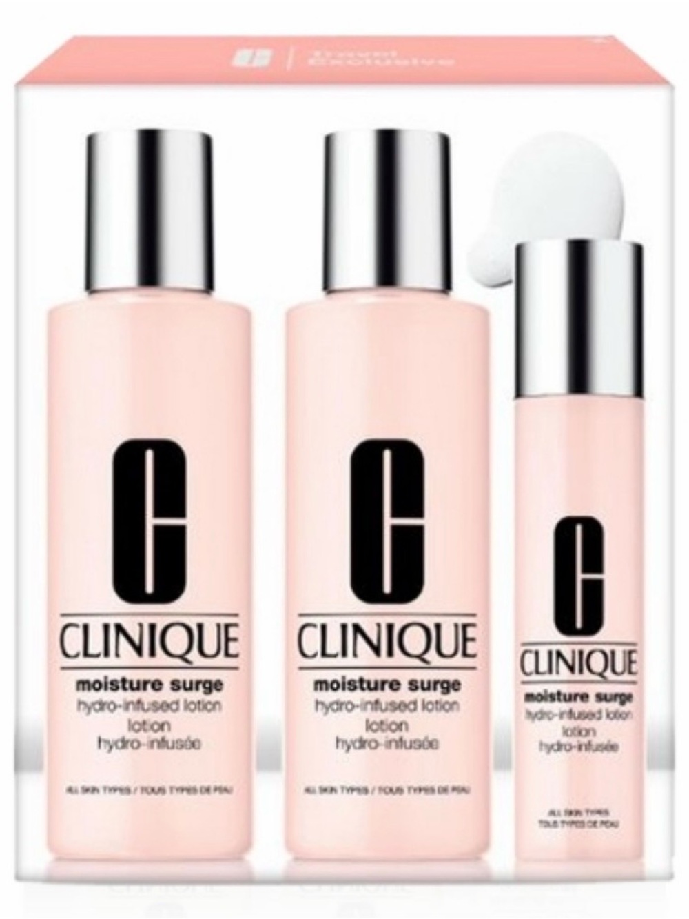 Clinique Moisture Surge Hydro-Infused Lotion 3pc Set- Two Jumbo 400ml One 100ml